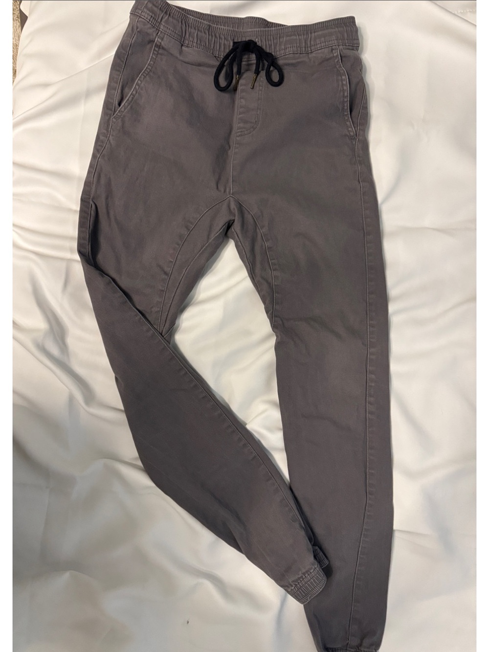 Men's Gray Jogger Pants - Casual Drawstring/Elastic Waist